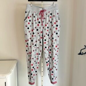 Disney Minnie Mouse Gray Polka Dot Drawstring Jogger Style Pajama Pants, L